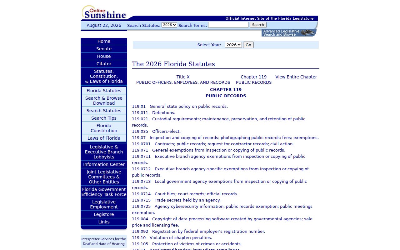 DeBary residents directory Florida Public Records Law