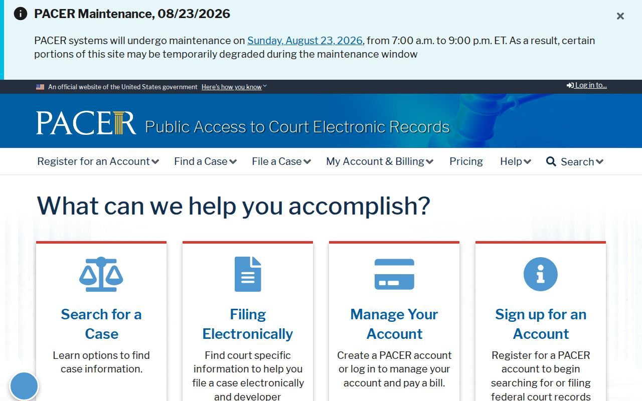 DeBary resident lookup PACER federal records service