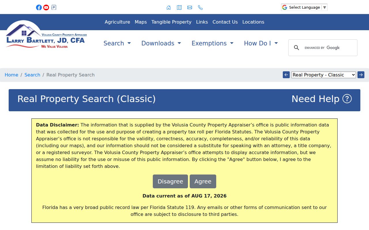 DeBary street directory Volusia property search fields